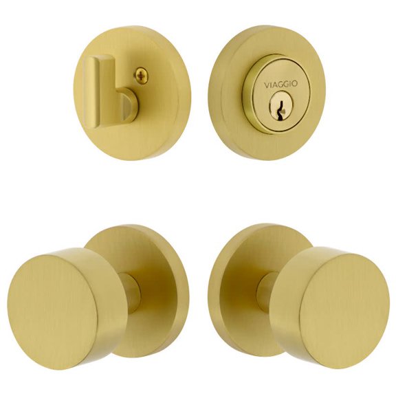 Viaggio Cloclo_Combo_238 Circolo Solid Brass Single Cylinder Keyed Entry Door Knob Set And