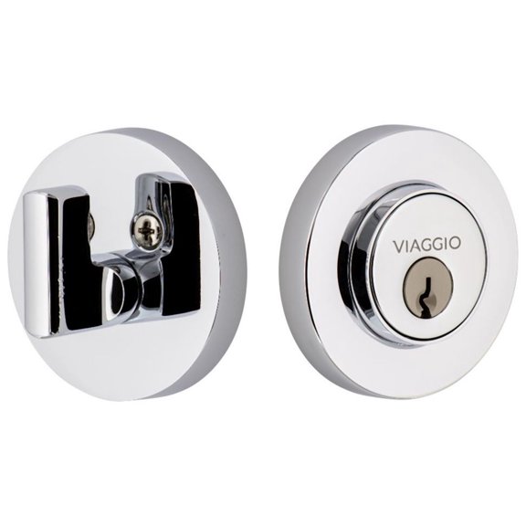 Viaggio Cloclo_Sc_234 Circolo Solid Brass Round Rosette Single Cylinder Deadbolt - Chrome