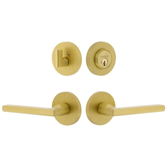 Viaggio 630220 Circolo Left Handed Solid Brass Single Cylinder Keyed Entry Door Lever Set
