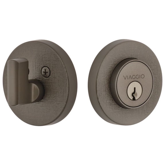 Viaggio Clomlnclo_Sc_234 Circolo Linen Solid Brass Round Rosette Single Cylinder Deadbolt
