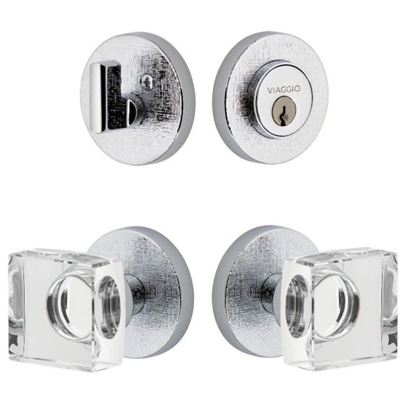 Viaggio Clomlnqdc_Combo_234 Motivo Solid Brass Single Cylinder Keyed Entry Door Knob Set