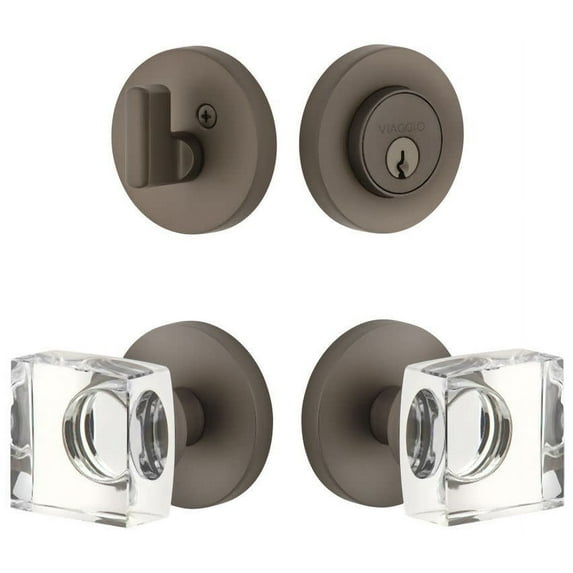 Viaggio Cloqdc_Combo_238 Circolo Solid Brass Single Cylinder Keyed Entry Door Knob Set And