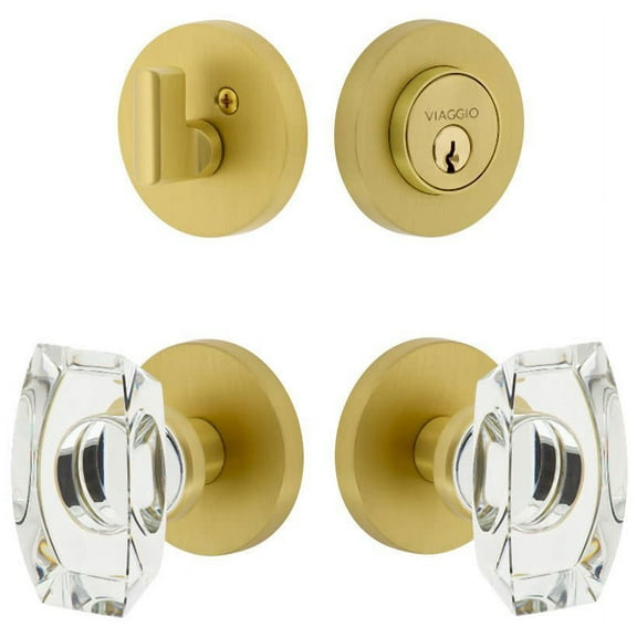 Viaggio Closta_Combo_234 Circolo Solid Brass Single Cylinder Keyed Entry Door Knob Set And