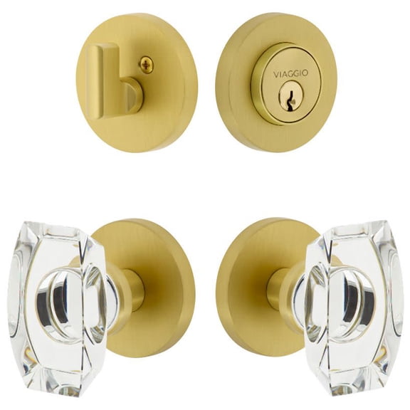 Viaggio Closta_Combo_238 Circolo Solid Brass Single Cylinder Keyed Entry Door Knob Set And