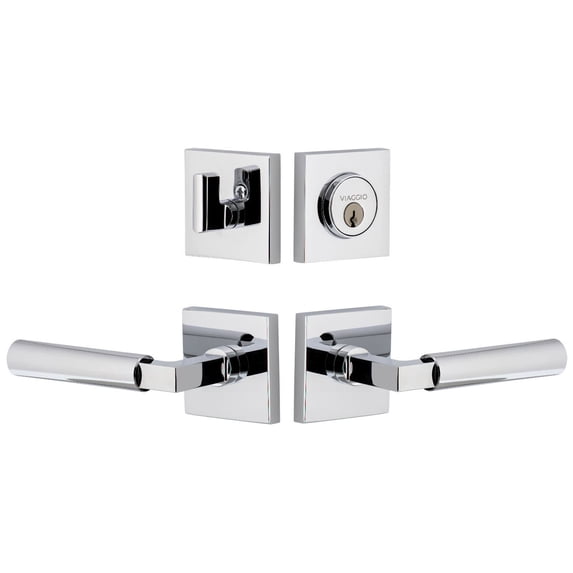 Viaggio 630598 Quadrato Left Handed Solid Brass Single Cylinder Keyed Entry Door Lever Set