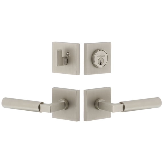 Viaggio 630641 Quadrato Right Handed Solid Brass Single Cylinder Keyed Entry Door Lever