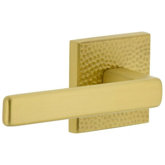 Viaggio Qadmhmlus_Dd Quadrato Hammered Solid Brass Non-Turning Two-Sided Dummy Door Lever