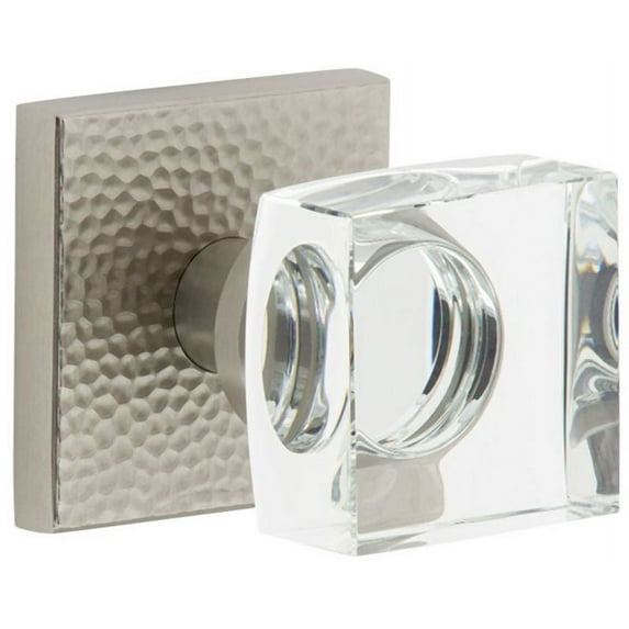 Viaggio Qadmhmqdc_Psg_234 Quadrato Hammered Solid Brass Passage Door Knob Set - Nickel