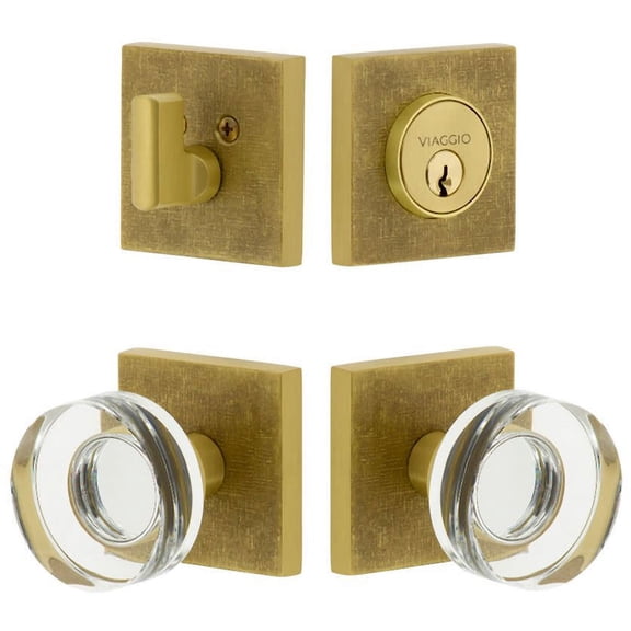 Viaggio Qadmlnclc_Combo_238 Motivo Solid Brass Single Cylinder Keyed Entry Door Knob Set