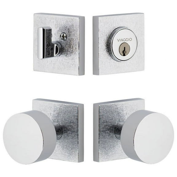 Viaggio Qadmlnclo_Combo_238 Motivo Solid Brass Single Cylinder Keyed Entry Door Knob Set
