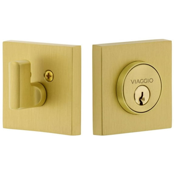 Viaggio Qadqad_Sc_238 Quadrato Solid Brass Square Backplate Single Cylinder Deadbolt -
