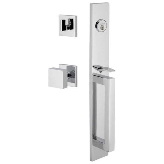 Viaggio Qadqadqad_Eset_234_Dg Quadrato Full Plate Keyed Entry "D" Grip Handleset - Chrome