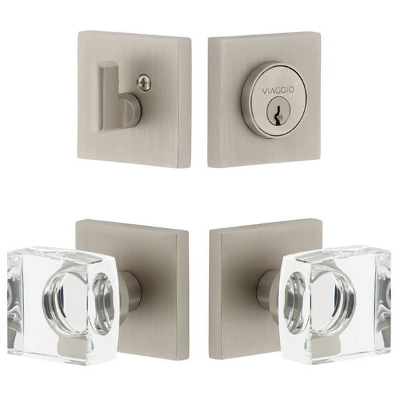 Viaggio 628746 Quadrato Solid Brass Single Cylinder Keyed Entry Door Knob Set And Deadbolt