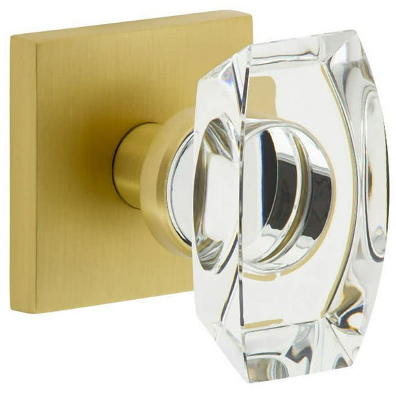 Viaggio Qadsta_Sd Quadrato Solid Brass Non-Turning One-Sided Dummy Door Knob - Brass