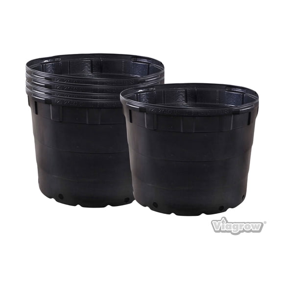 Viagrow 25 Gal. Plastic Round Nursery Pots Durable, Recyclable, BPA-Free Plant Containers ( 25.14 Actual Gallons / 95.17 Liters ) - 5 Pack