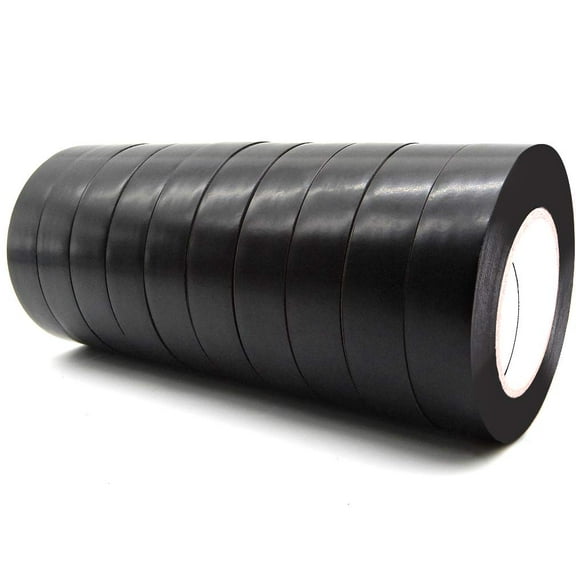 Viaky 10 Rolls Black PVC Electrical Insulation Tapes-Flame Retardant Waterproof Tape Vinyl Insulating Backing-15mmx18m(0.6" x 50')