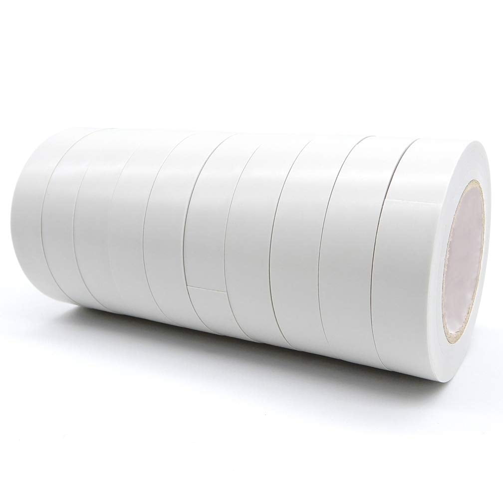 Viaky 10 Rolls White PVC Electrical Insulation Tapes, Flame Retardant