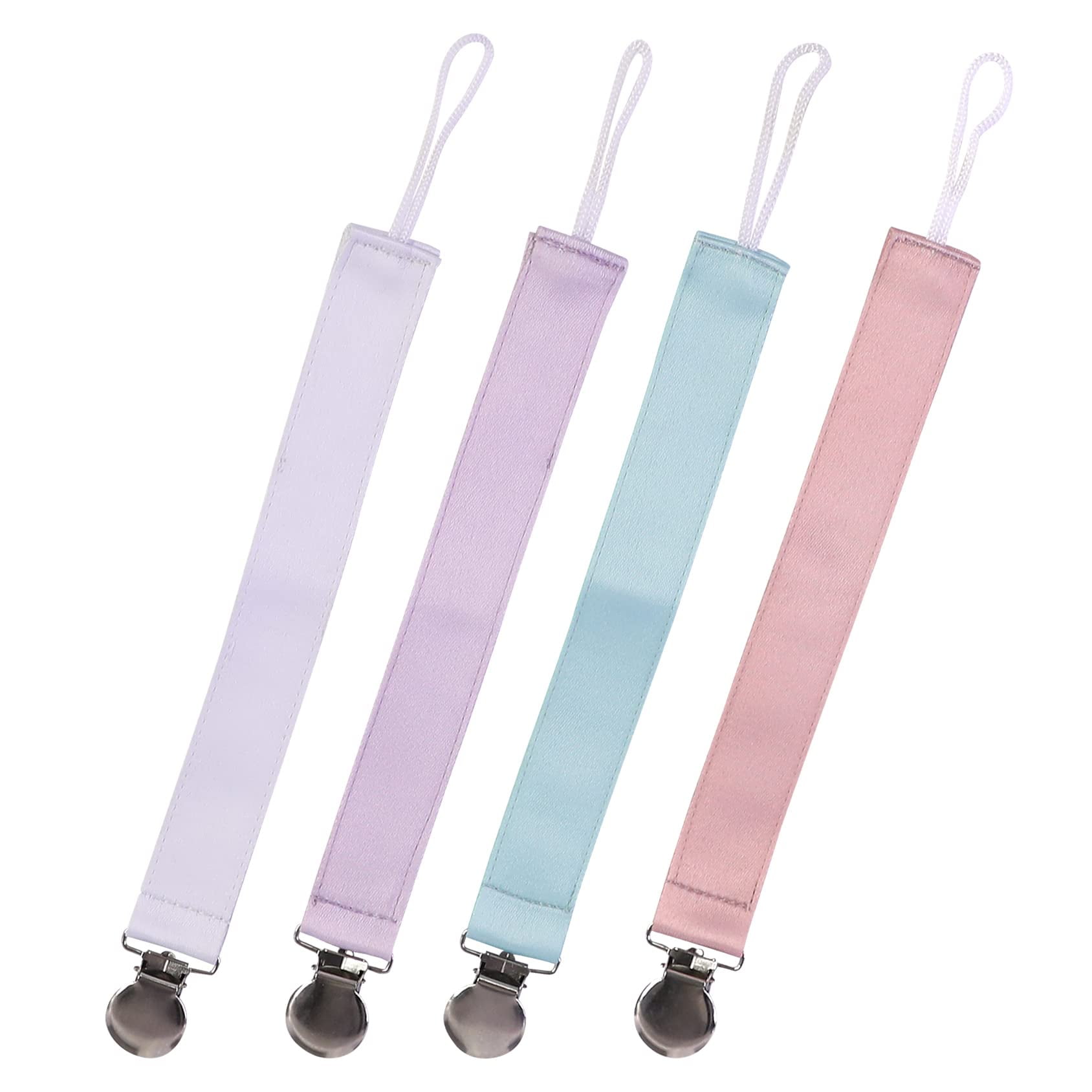 Viaky 4Pack Baby Pacifier Clips Handmade Linen Leashes for Newborn