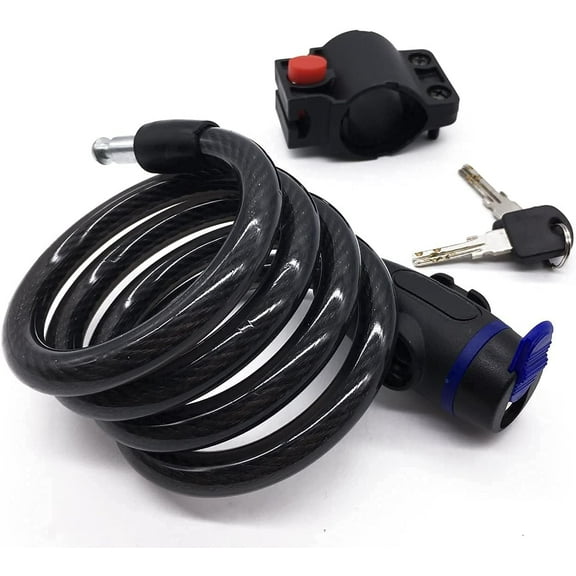 Viaky Cable Bike Lock 1.2M (4 Feet) Steel Coiled Secure Lock with Intergrated Key Lock & Mounting Bracket, 1/2 Inch Diameter Heavy Duty Anti Theft for Bicycle Stroller Scooter Electric Cycle Outdoor