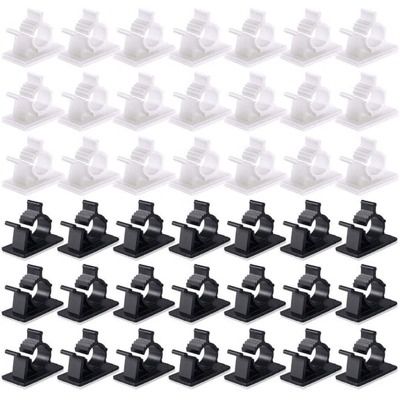 Viaky Nylon Cable Clips 60 Pcs, Adjustable Cord Clip Strong Adhesive Wire Management Wall Wire Holder Cable Organizer For Desk Office Home Car (Black And White)