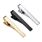 Viaky Tie Clips for Men, 3 Pack Classic Tie Clip Silver Gold Black Necktie Tie Bar Pinch Clips Suitable for Wedding Anniversary Business and Daily Life
