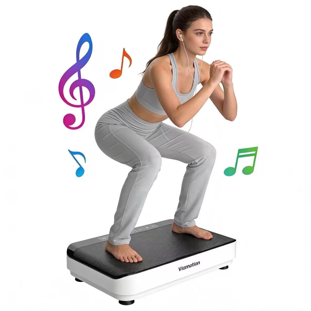 Viamotion Vibration Plate Exercise Machines, 99 Speed Levels, Full Body Vibration Fitness Equipment with Resistance Bands, LED Display & Magnetic Massage