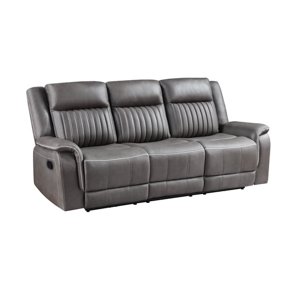 Viann Manual Reclining Sofa, Gray Polyester, Pillow Top Arms, 85 Inch