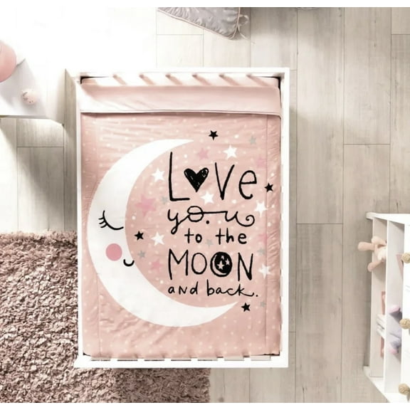 Vianney Little Moon 3-Piece Coral Floral Comforter Bedding Sets, Crib