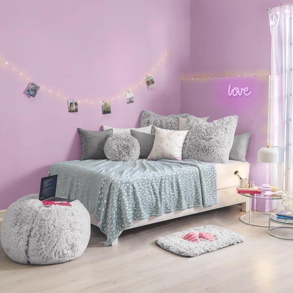 Vianney Sky - Queen Size Lightweight Fleece Blanket - Soft Light Blue with Metallic Embellishment - Year-Round Cozy Comfort for Bed or Couch