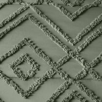 Vianney - Textured Reversible Comforter Set Queen Size - Light Grey & Sage Green Geometric Design - Stylish, Cozy, All-Season Warmth Bedding Essential