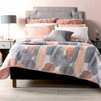Vianney - Twin Comforter - 1 Piece - Reversible Lightweight Quilted Blanket with Pink and Grey Brushstrokes Design - Soft and Cozy Year-Round Bedding 71x93 inches
