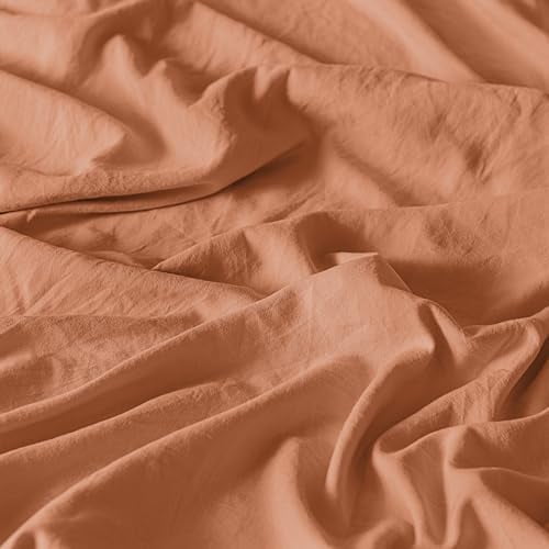 Vianney Viasoft Full Sheet Set Coral Orange Ultra Soft Breathable Fabric Wrinkle-Resistant Fade-Resistant Easy Care Bedding