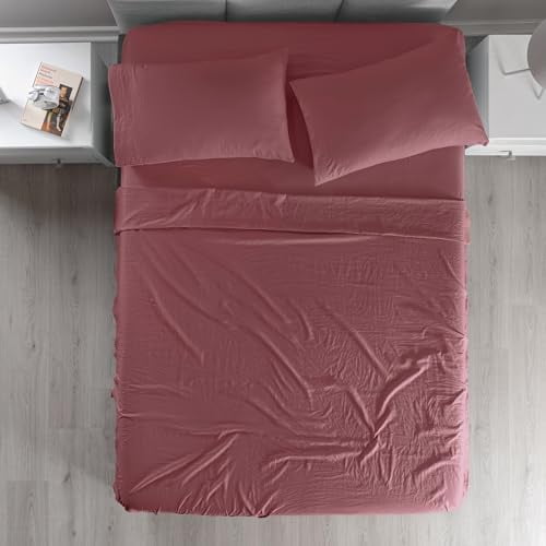 Vianney Viasoft Twin Sheet Set Blush Rose Pink Ultra Soft Breathable Fabric Wrinkle Resistant Easy Care