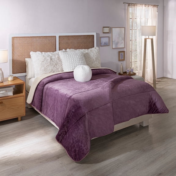Vianney - Winter Blanket - Berry/King Size - Beauty Soft Front with Premium Sherpa Back - 100% Polyester Ultra-Soft Thermal Blanket for Cold Weather