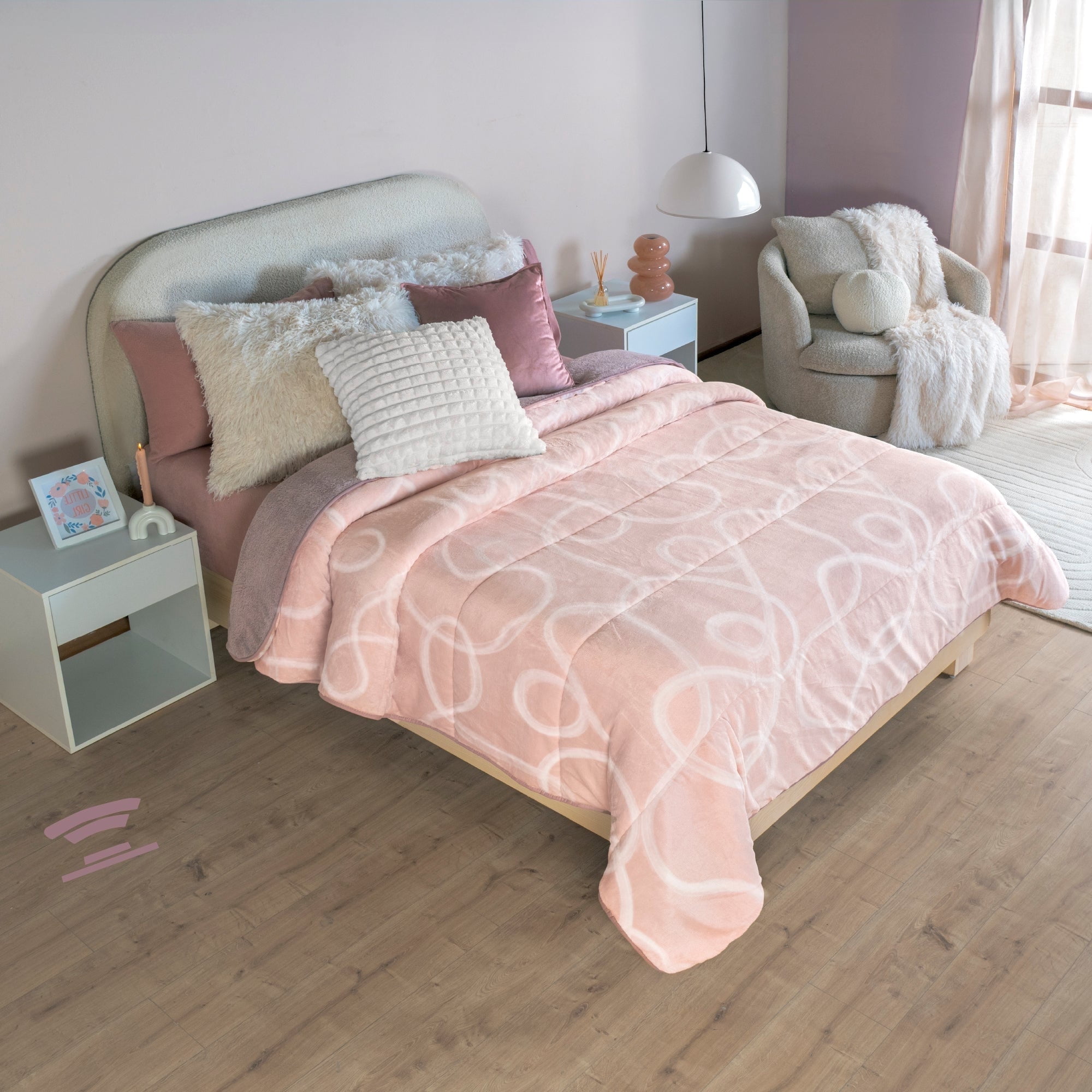Vianney - Winter Blanket - Bliss/King Size - Beauty Soft Front with Premium Sherpa Backing - 100% Polyester Ultra-Soft Warmth and Elegant Light Pink