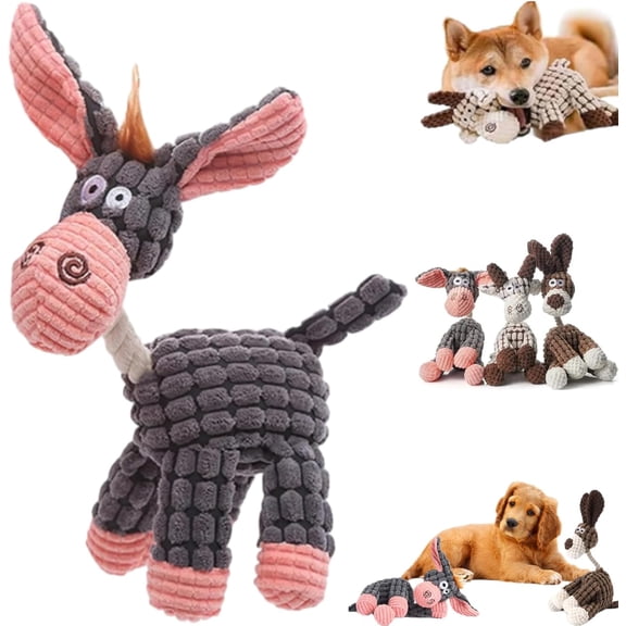 Vianys Bite Buddy, Vianys Bitebuddy, Bite Buddy Chew Toy for Dogs, Donkey Dog Toy Robust Plush, Resistant Squeaky Dog Toys for Heavy Chewers, Bitebuddy Dog Toy Indestructible (Gray)