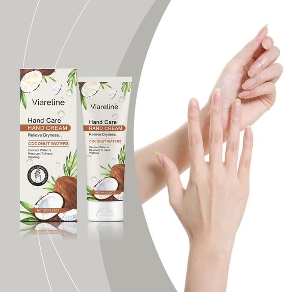 Viareline Coconut Moisturizing Hand Cream, Mild Plant Essence Autumn/Winter Moisturizing Skin Moisturizing Hand Cream