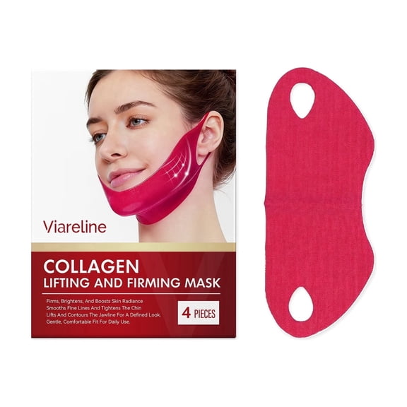 Viareline Collagen Lifting and Firming Mask  4-Pack V-Shape Chin Up Hydrogel Face Masks, Deep Hydration & Skin Tightening for Jawline Contour, Daily Anti-Aging Treatment for All Skin Types