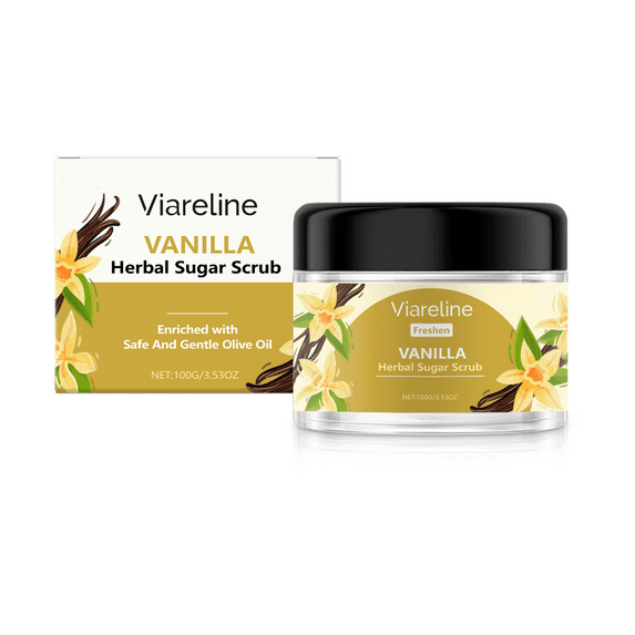 Viareline Vanilla Body Scrub, Moisturizes Deep, Soft And Smooth All Over Skin Body Scrub