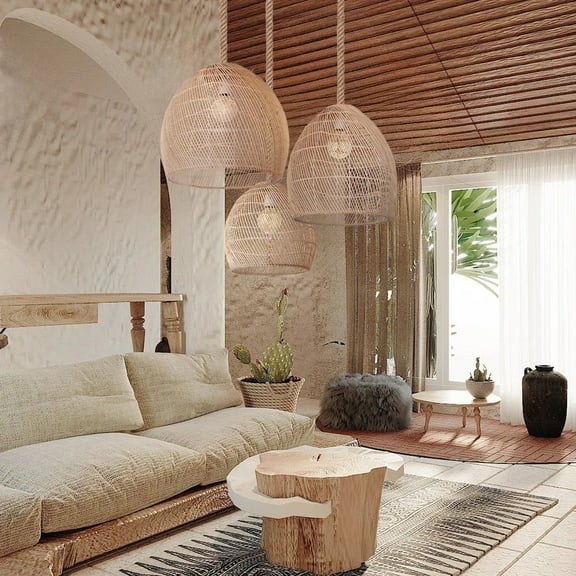 Viaurbe Handmade Rattan Pendant Lampshade Wicker Pendant Light