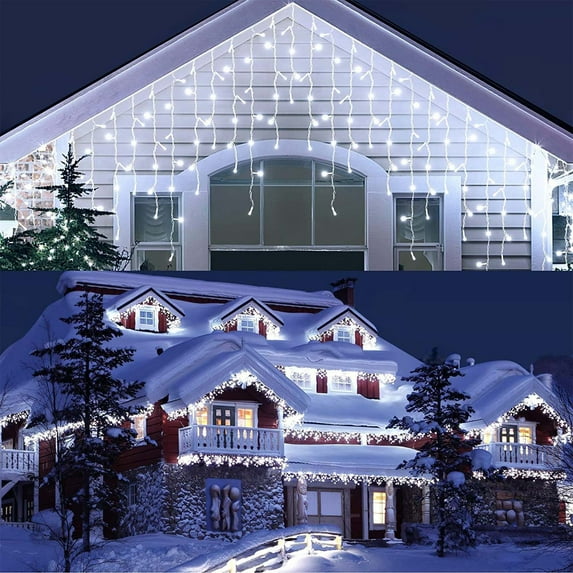 VibHome Outdoor Decorations Lights Stunning LED Icicle Lights Curtain For Christmas Holiday Decorations String Lights For A Magical Ambiance