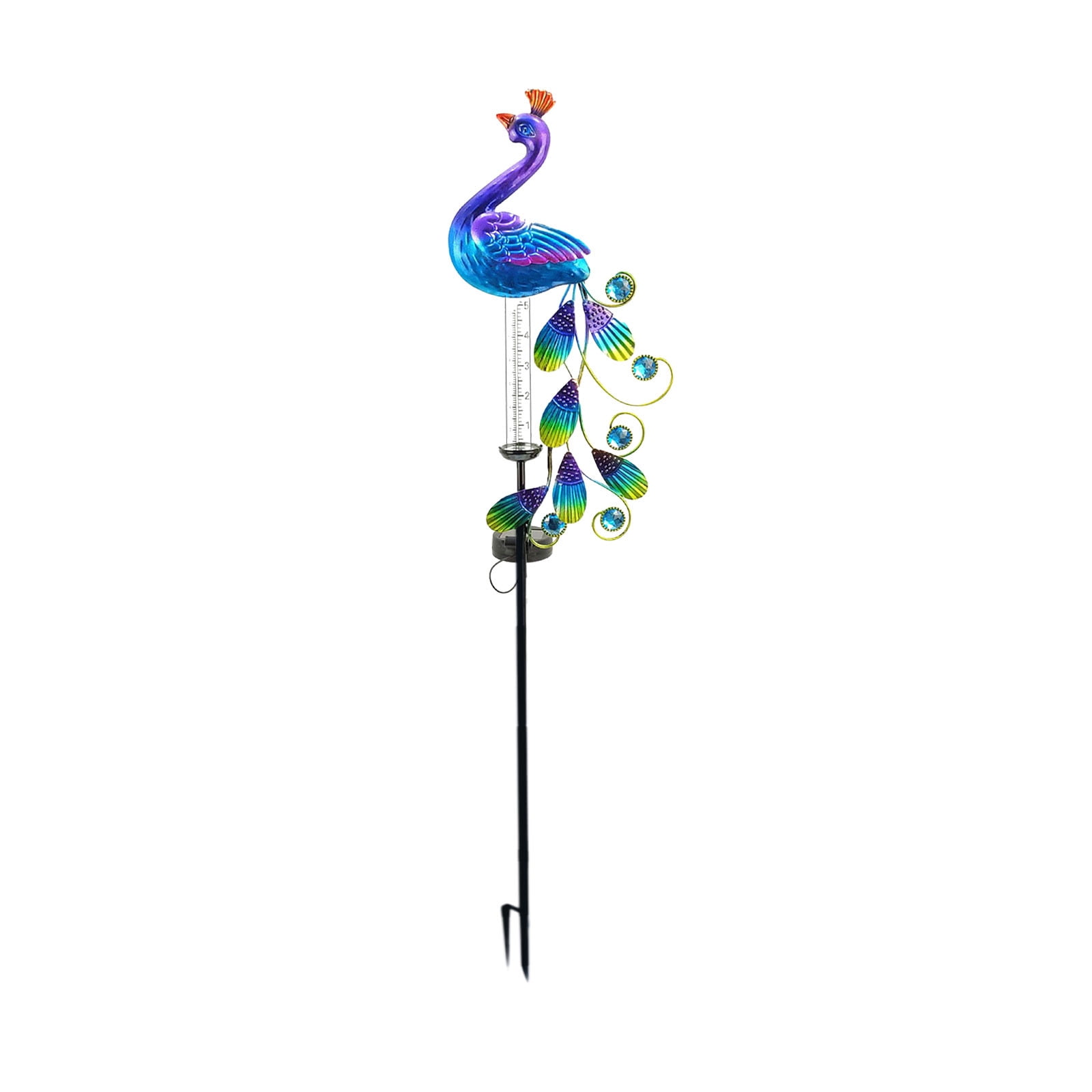 Kmdttou Outdoor Solar Lights 35.1 Inch Rain Gauge, Solar Lighted Garden Stake Decorations With 16 LED Warm Lights, Metal Yard Art Outdoor Meadow Patio Decor