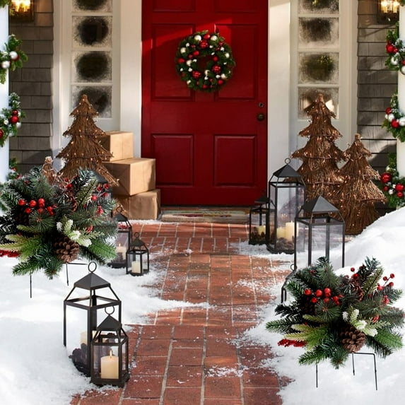 Kmdttou Solar LED Lights Outdoor Outdoor Christmas Decorations Ground Plug Glowing Christmas Ornaments Artificial Christmas Tree With Warm White LED Lights For Yard And Garden Decoration