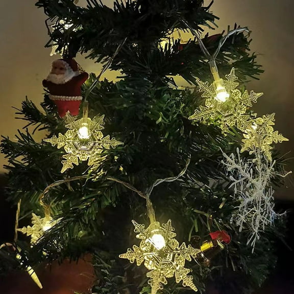Kmdttou Solar Lights Outdoor Christmas Decoration Snowflake Light String 59 Inch LED Light Battery Powered Indoor Home Outdoor Christmas Decoration