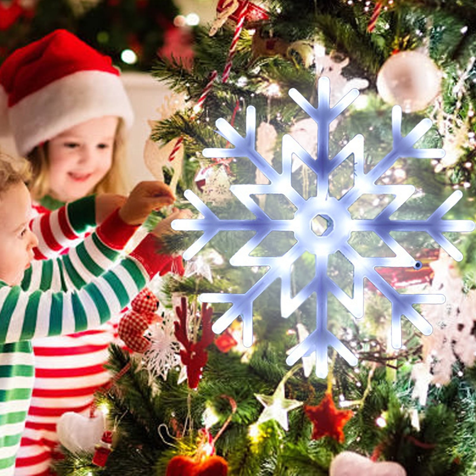 Kmdttou Solar Lights Outdoor Christmas Spring Festival Holiday Lights Lighting Layout Modeling Decorative Pendant LED Snowflake Lights String
