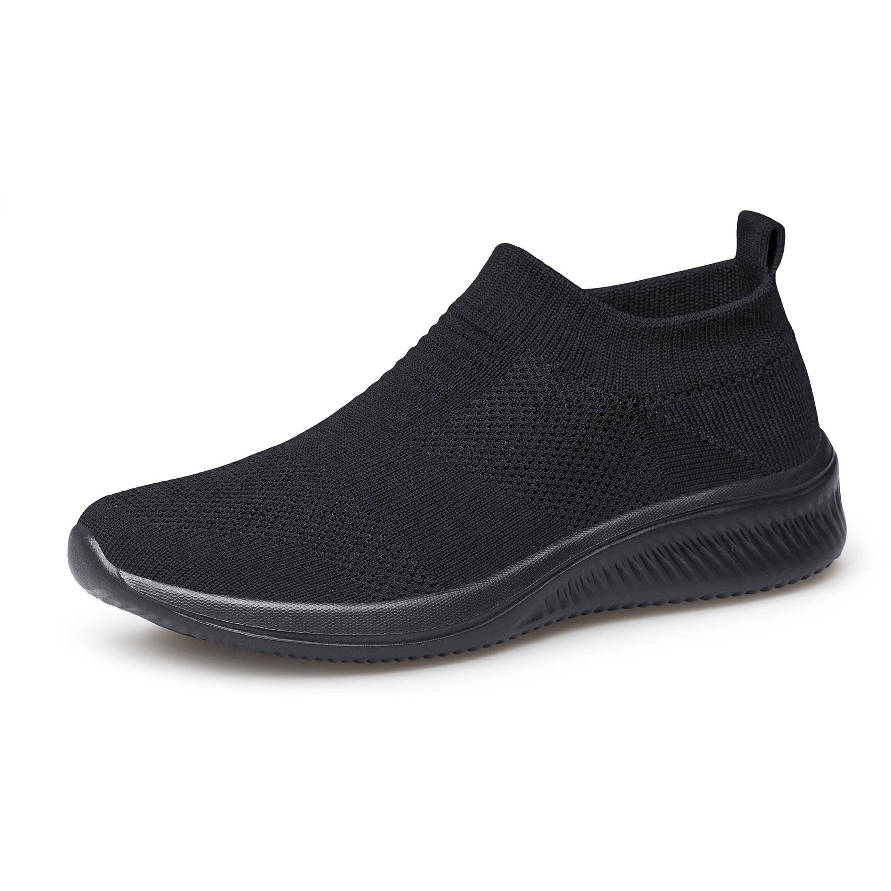 Vibdiv Mens Casual and Dress Shoes Slip-On Lightweight Breathable Sneakers, All Black, Size 9