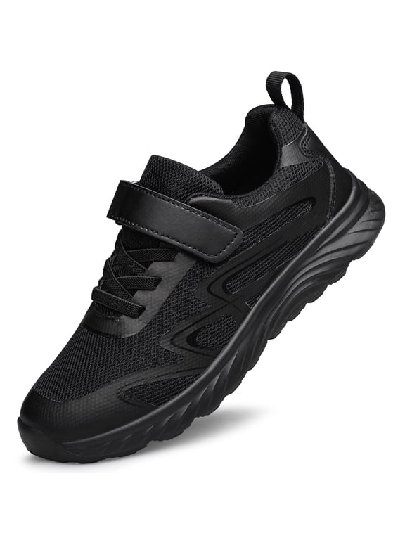 School Athletic Running Tennis Shoes, Black, 1 Big Kid