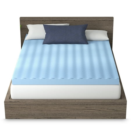 Vibe 4” Wave Convoluted Gel Memory Foam Mattress Topper, Twin