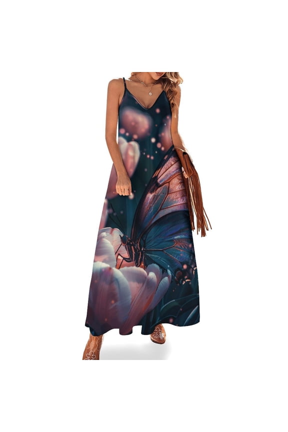 Vibe Blooming Tulips Design Sleeveless Dress Woman Fashion Long Dresses Women's Summer Suit Dress 2025