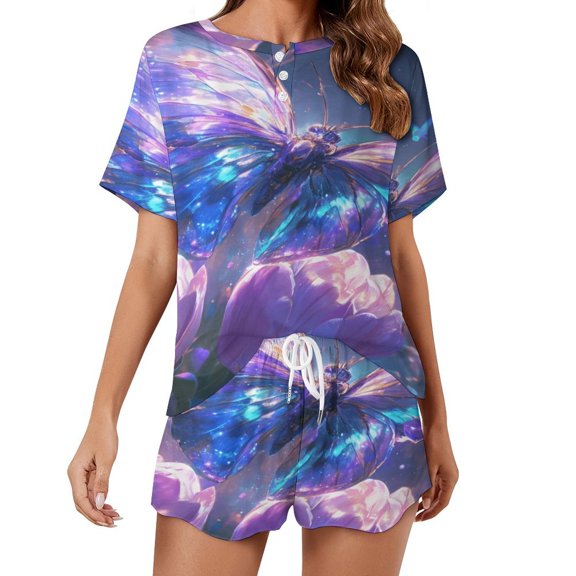 Vibe Blooming Tulips Pajamas Set Womens Loungewear Sleepwear 2 Piece PJ Sets